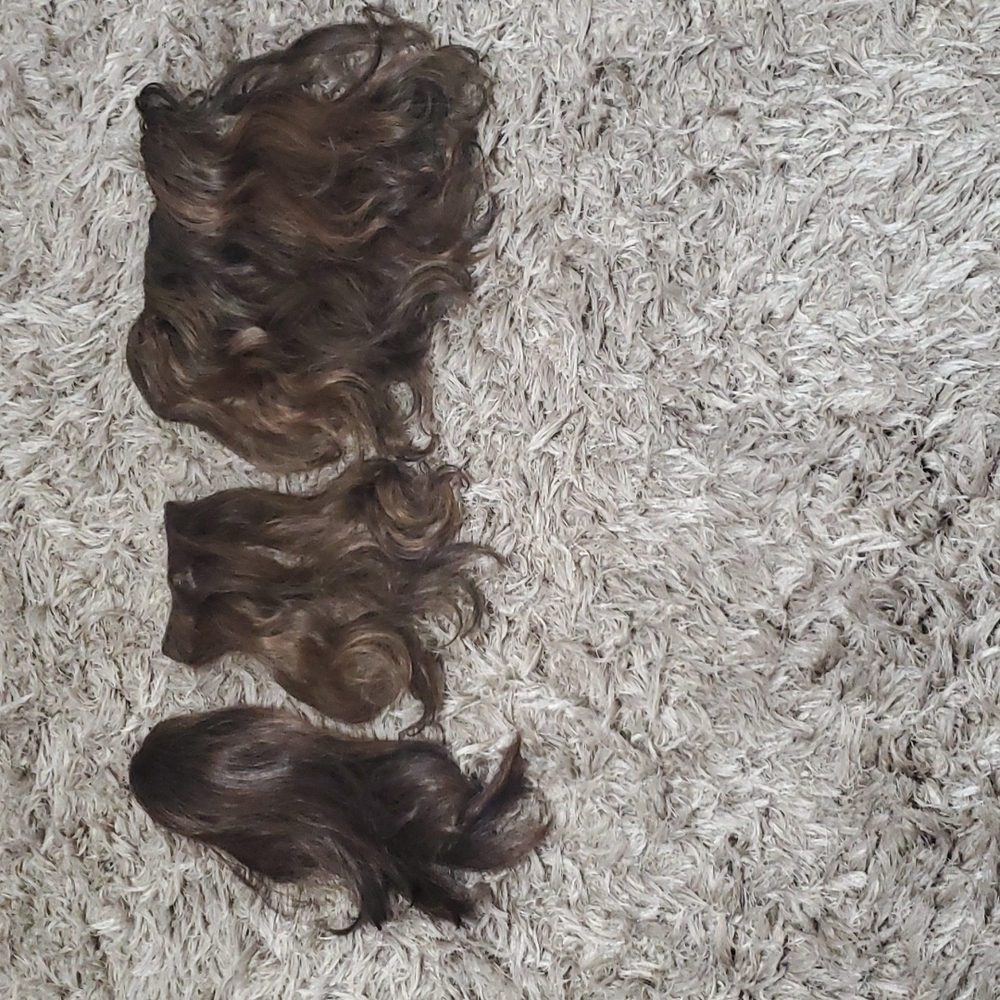 Synthetic brown hair